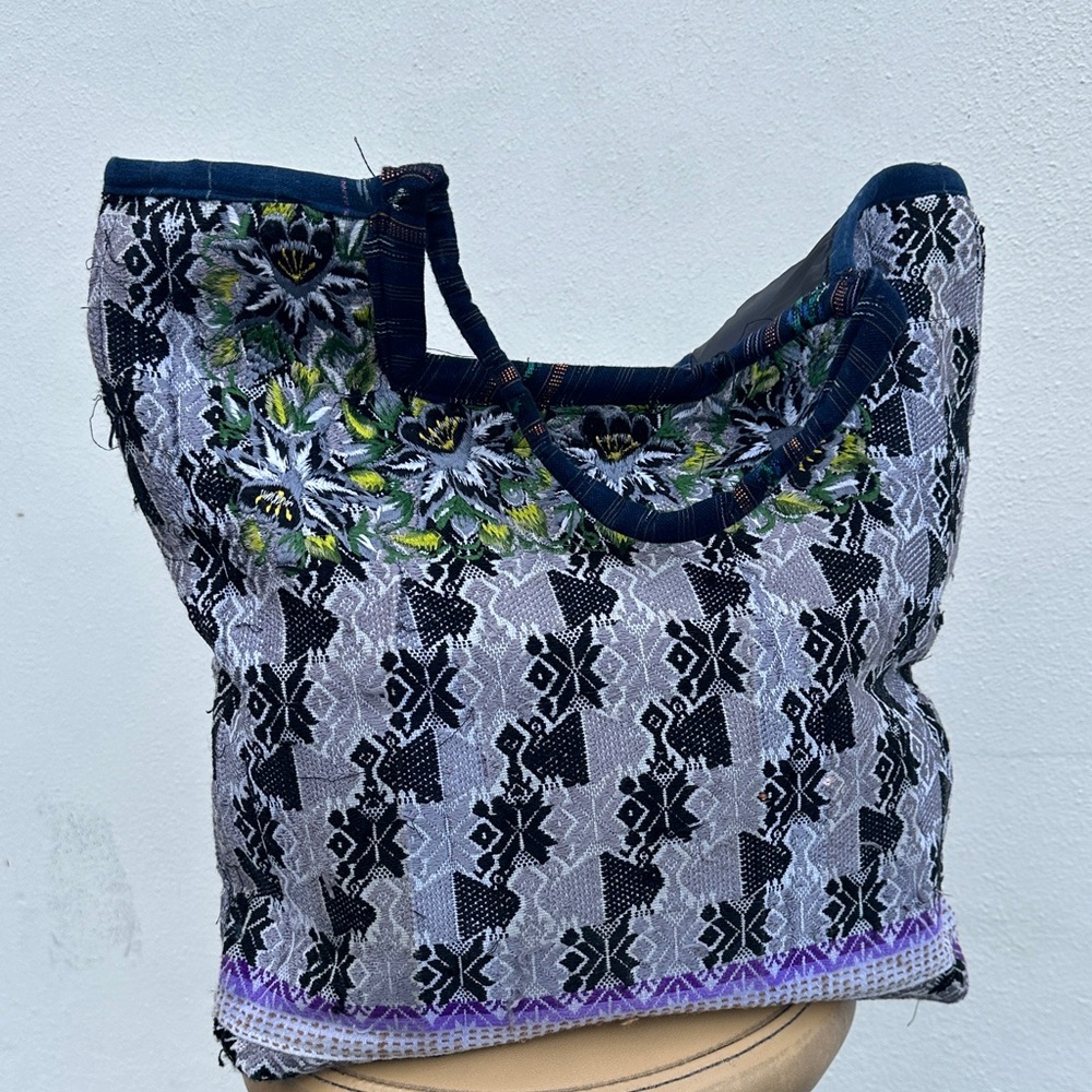 Repurpose Guatemalan hand embroidered huipil tote bag